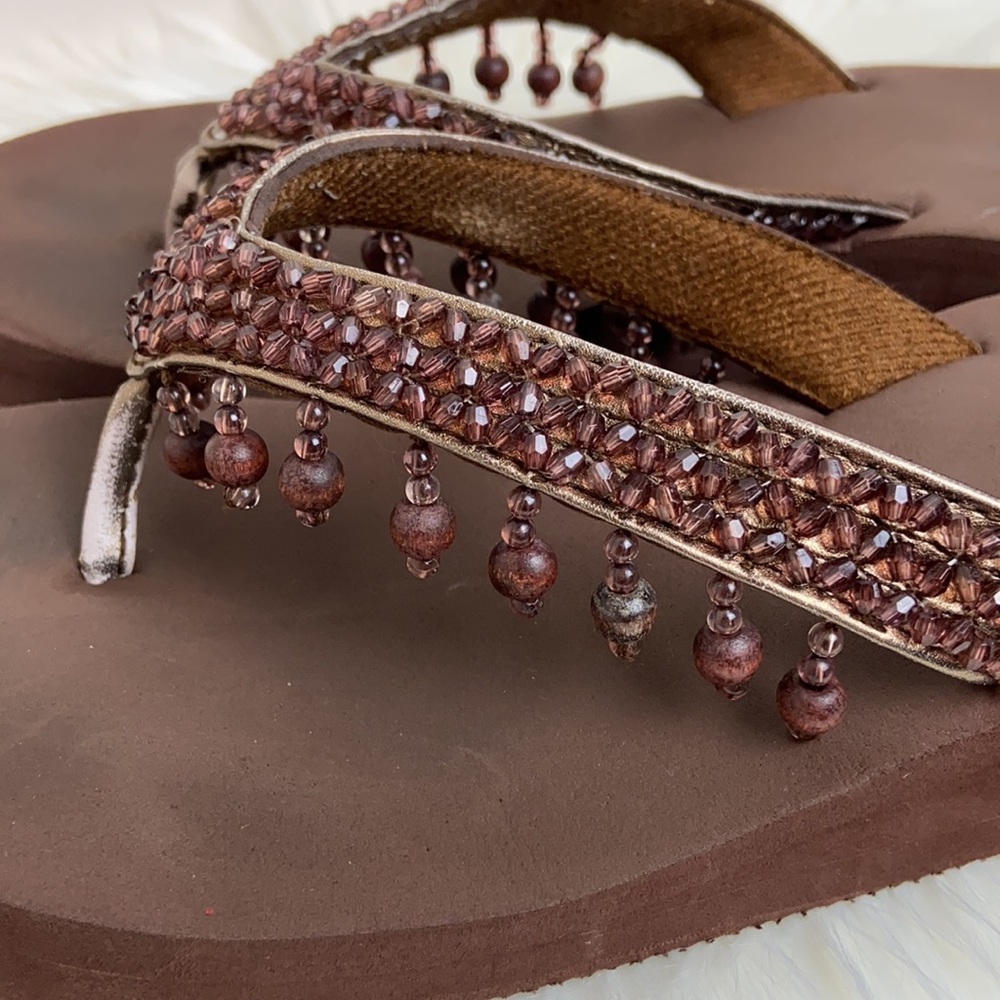 Cato Brown Beaded Sandals - Picture 4 of 7